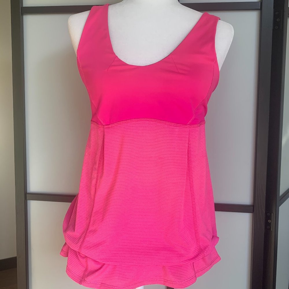 Lululemon Pink Tank Top with Drawstring Adjustment in Size 8